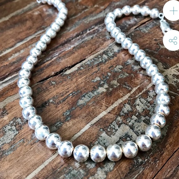 925 Sterling Silver Simple Bead Necklace 8 mm - Picture 9 of 14